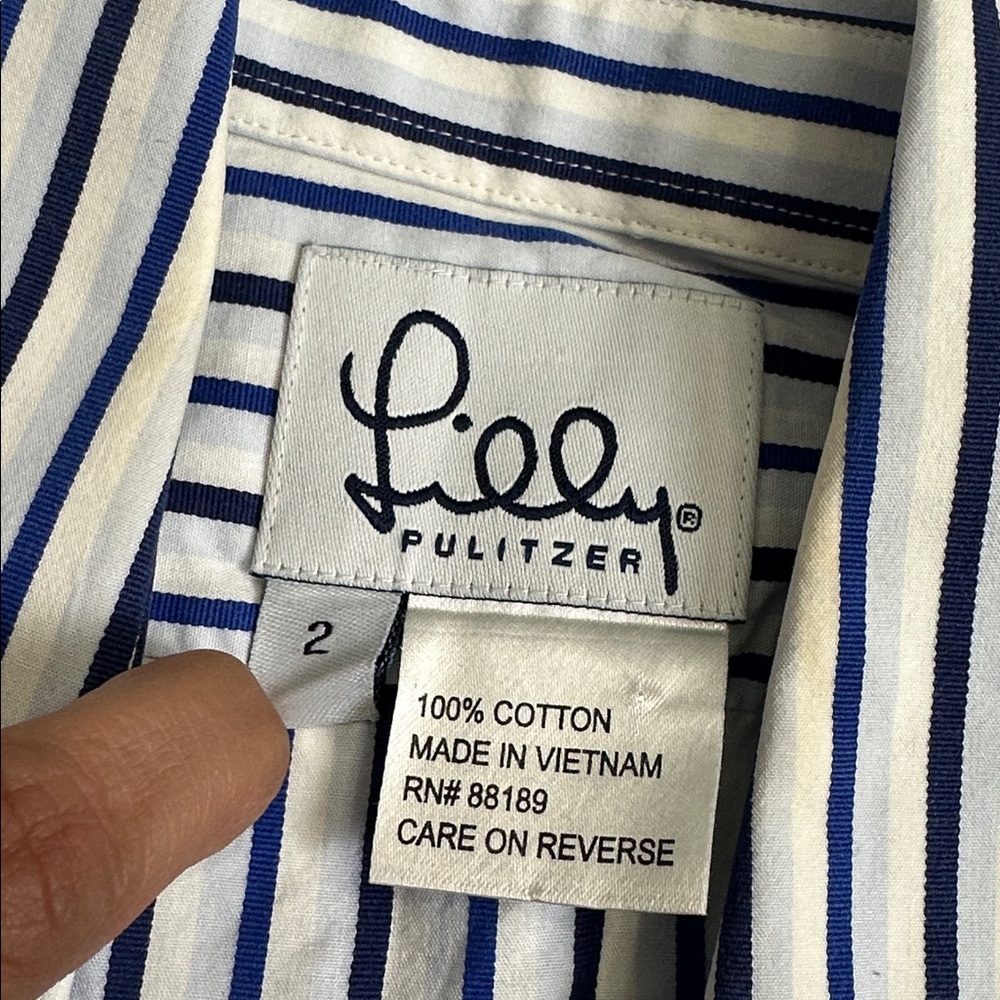 Lilly Pulitzer VINTAGE Striped Button Down Long Sleeve Size 2 Workwear Office - Picture 4 of 9
